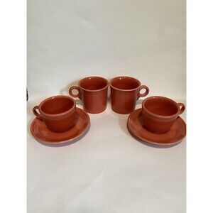 Fiestaware Fiesta Cup Mug & Saucer Set Of 6 Homer Laughlin Coffee Tea Persimmon